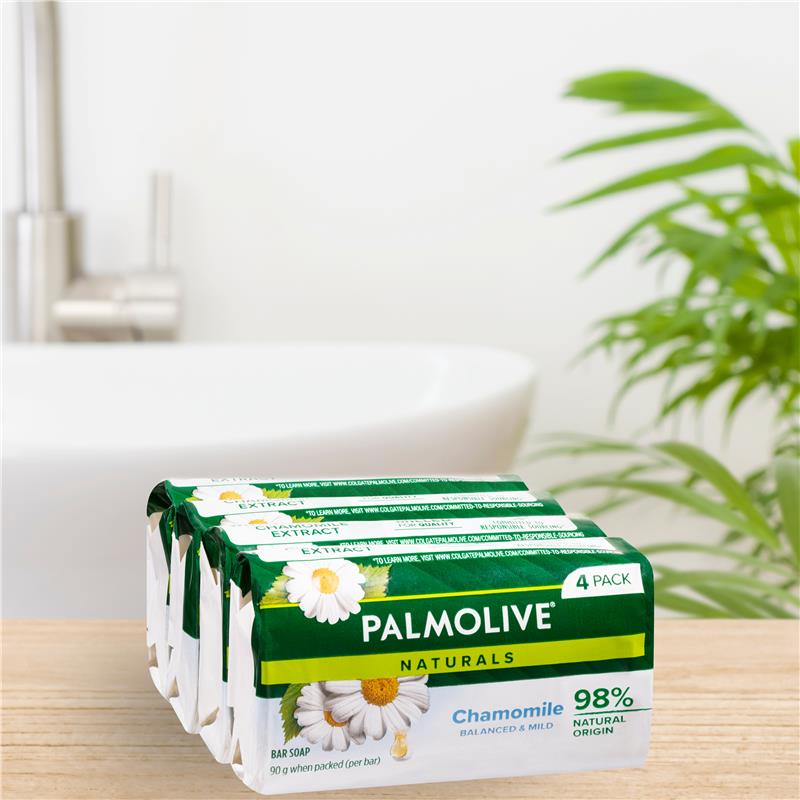 Palmolive Naturals Balanced & Mild Bar Soap Chamomile Extracts 4 x 90g