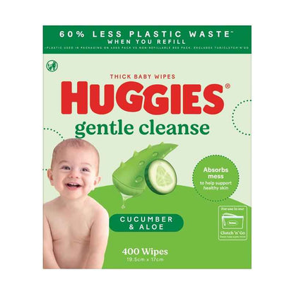 Huggies Thick Baby Wipes Cucumber & Aloe 400 Pack