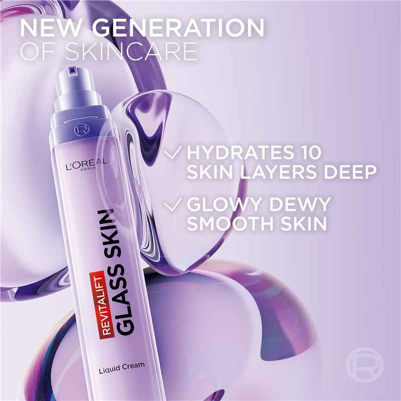 L'Oreal Paris Revitalift Filler Glass Skin Liquid Cream Face Moisturiser 50ml