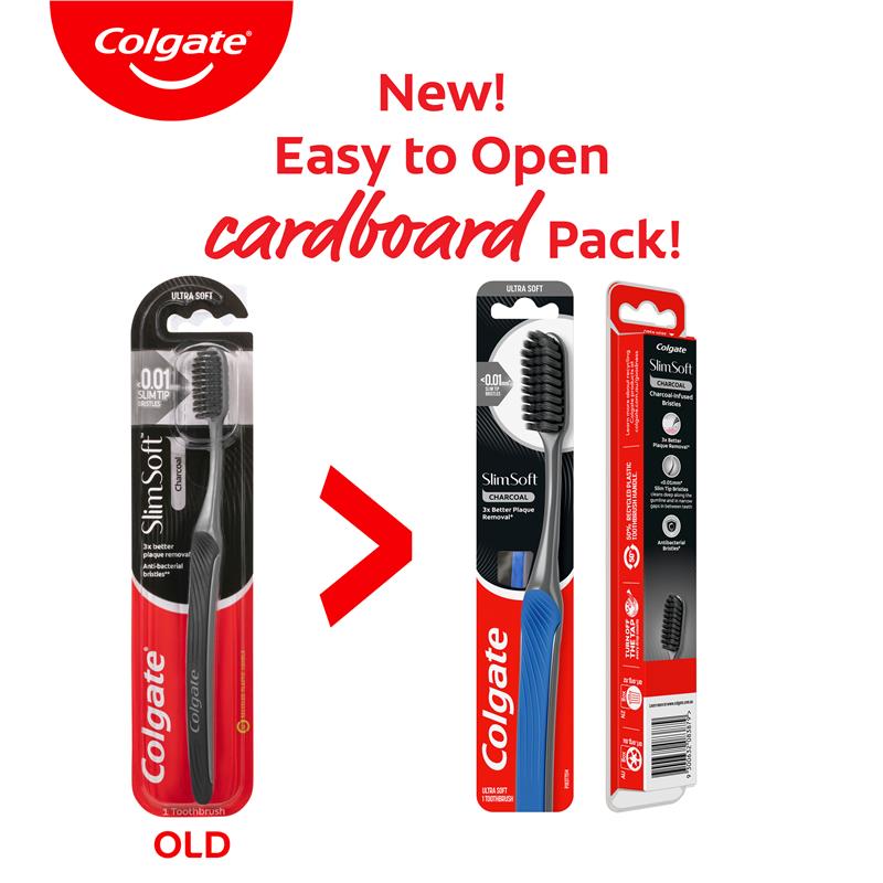Colgate Toothbrush Slim Soft Charcoal Ultra Soft Bristles