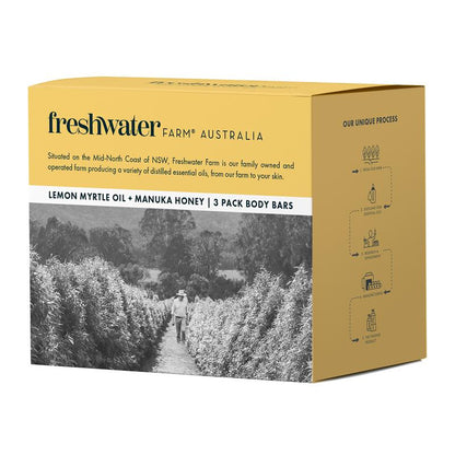 Freshwater Farm Lemon Myrtle Oil + Manuka Honey Body Bar 3 x 100g Pack