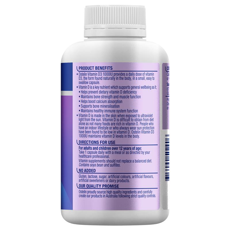 Ostelin Vitamin D3 1000IU 300 Capsules Exclusive Size