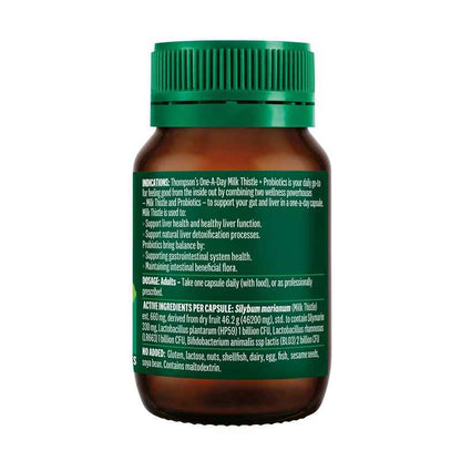 Thompsons One-A-Day Milk Thistle + Probiotic 30s