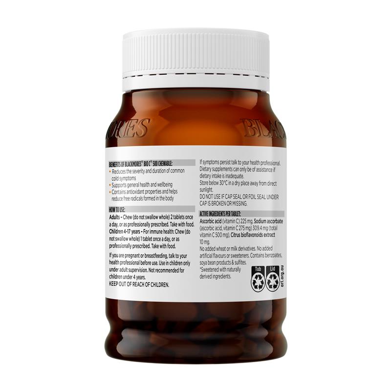 Blackmores Bio C 500mg 200 Chewable Tablets - GimmeNow
