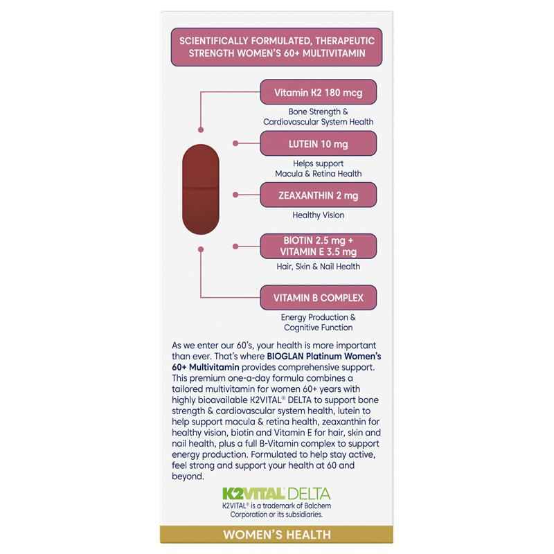 Bioglan Platinum Womens 60 + Multivitamin 60 Tablets