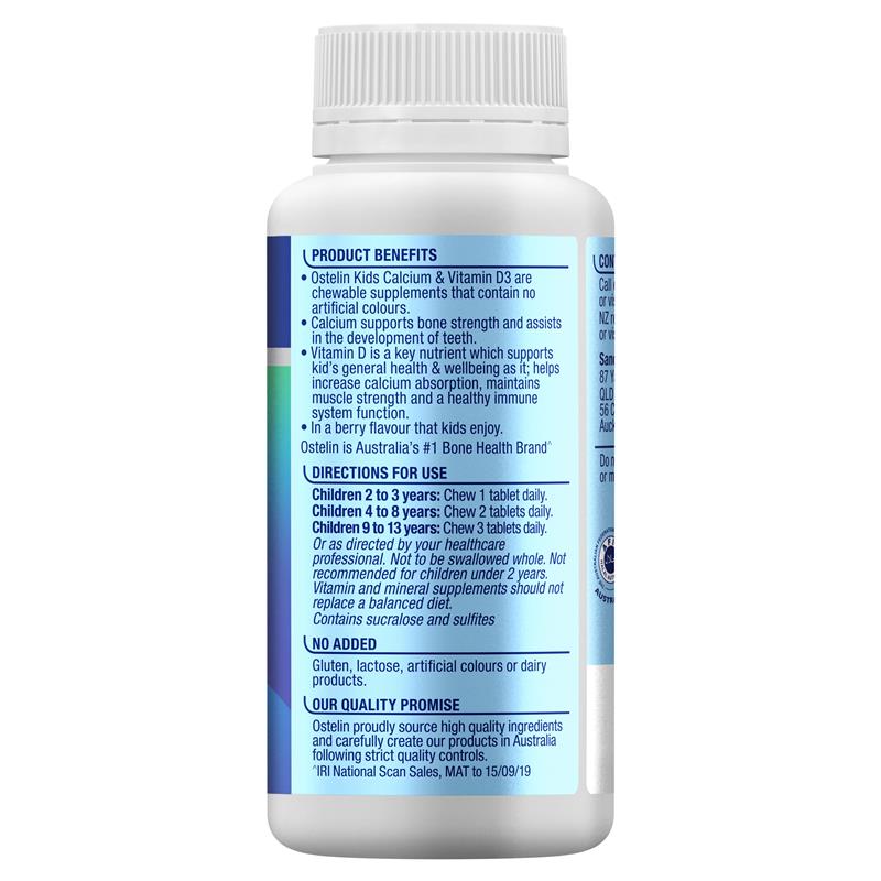 Ostelin Kids Calcium & Vitamin D3 90 Chewable Tablets