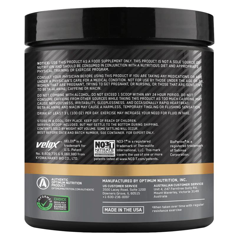 Optimum Nutrition Performance Preworkout Blue Raspberry 285g