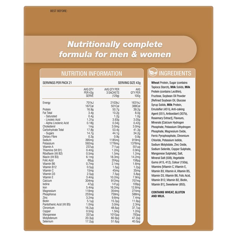 Optislim VLCD Meal Replacement Shake Salted Caramel 21x43g Sachets