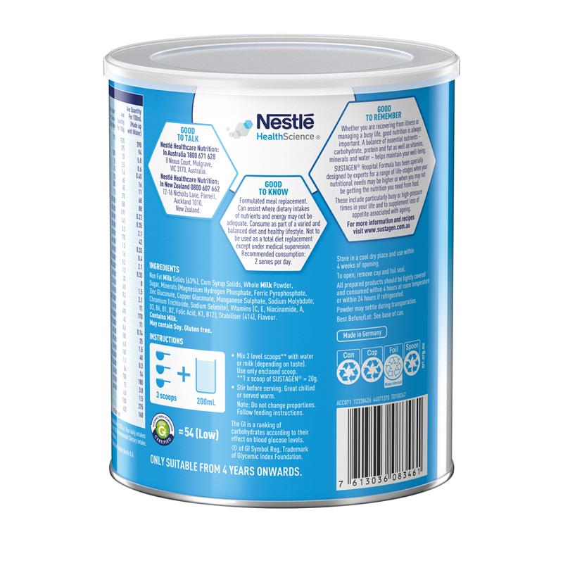 Sustagen Hospital Formula Nutritional Supplement Vanilla Flavour 840g