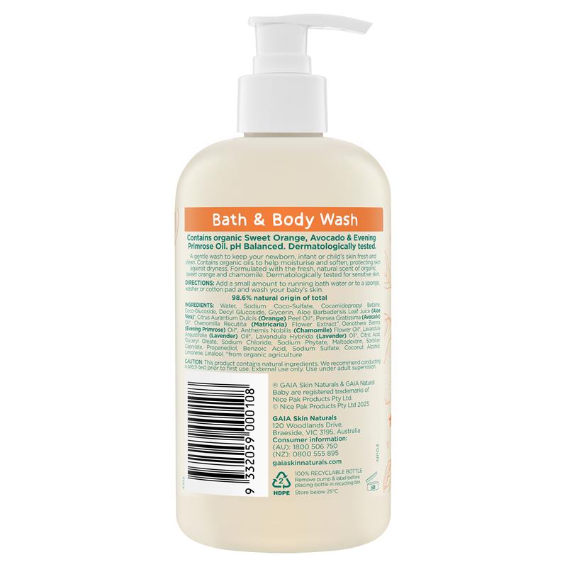 Gaia Natural Baby Bath & Body Wash 500ml Pump