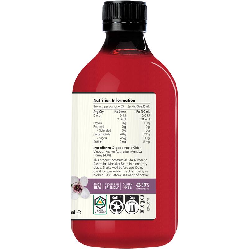 Barnes Naturals Apple Cider Vinegar with the Mother and Manuka 5+ 500ml