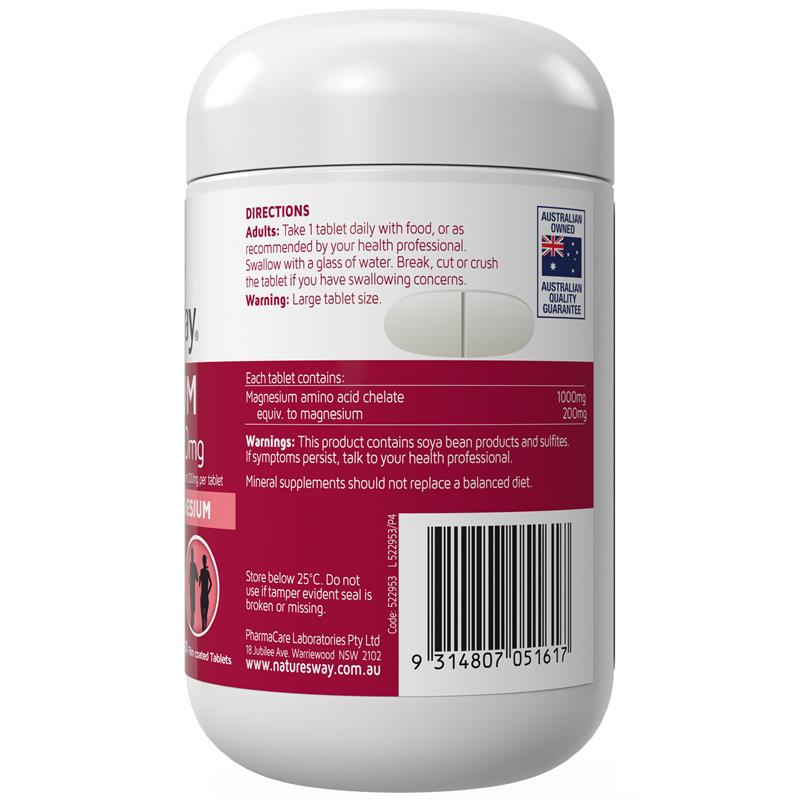 Nature's Way Magnesium Chelate 1000mg 100 Tablets