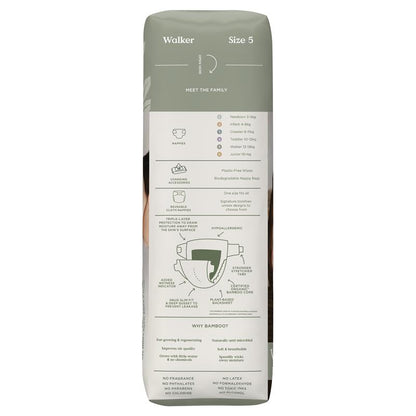 Tooshies Eco Nappies with Organic Bamboo Size 5 Walker 13-18kg, 32 pack