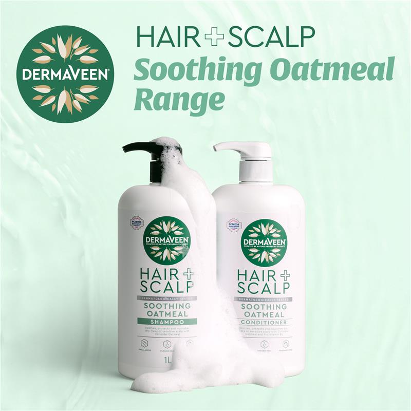 DermaVeen Oatmeal Shampoo for Dry, Flaky or Sensitive Scalps 1L