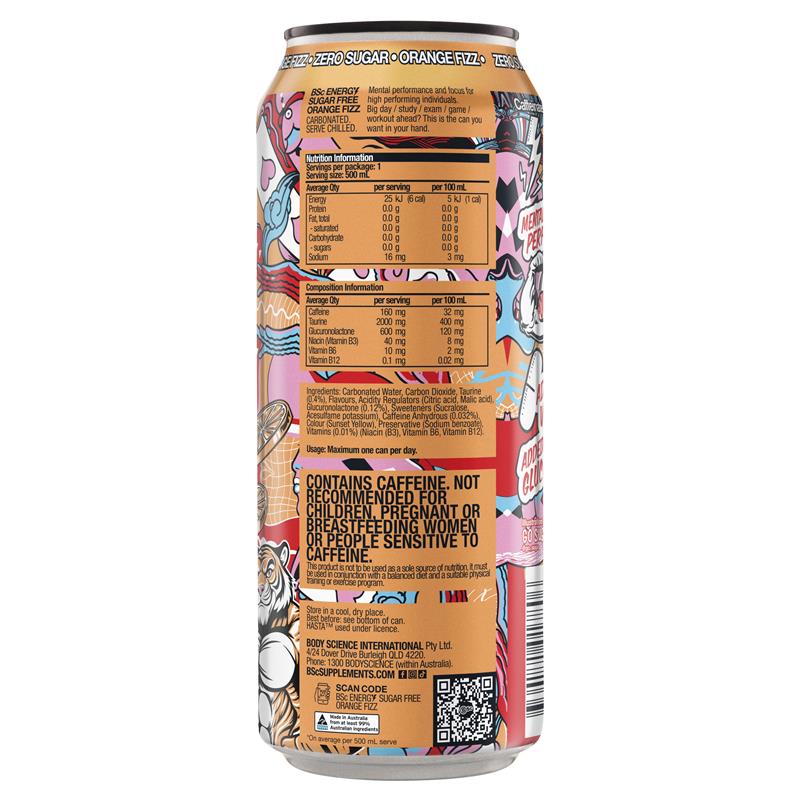 BSc Energy Drink Orange Fizz 500ml