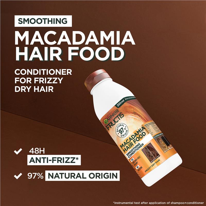 Garnier Fructis Hair Food Smoothing Macadamia Conditioner For Unruly Hair 350ml - GimmeNow