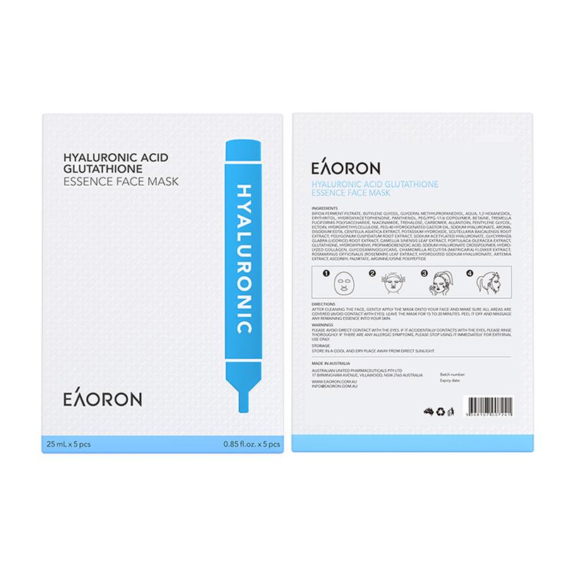 Eaoron Hyaluronic Acid Glutathione Essence Face Mask 5 Pack