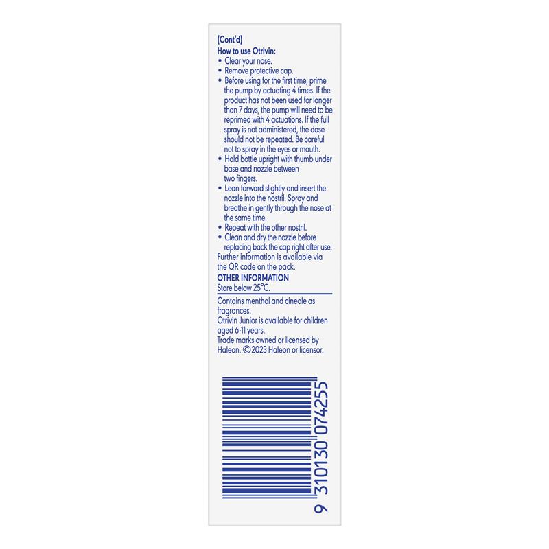 Otrivin Adult Nasal Spray Menthol 10ml