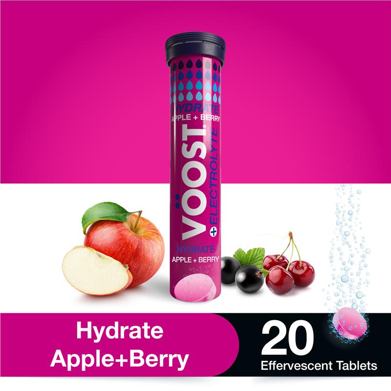 Voost Hydrate Apple + Berry Effervescent Tablets 20 Pack - GimmeNow