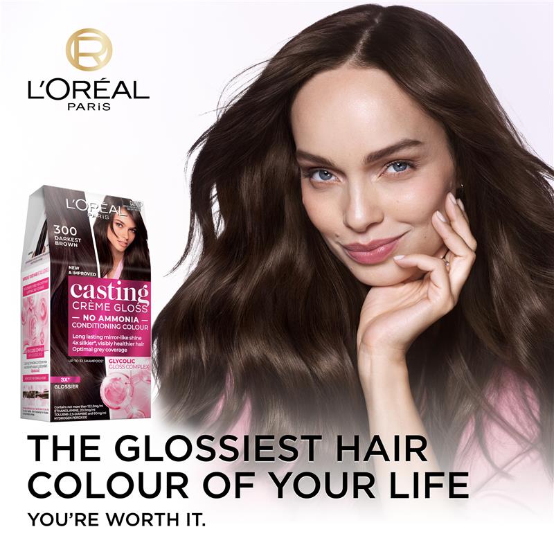 L'Oreal Paris Casting Creme Gloss Semi-Permanent Hair Colour - 300 Darkest Brown (Ammonia Free) - GimmeNow