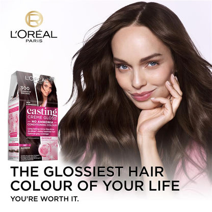 L'Oreal Paris Casting Creme Gloss Semi-Permanent Hair Colour - 300 Darkest Brown (Ammonia Free) - GimmeNow