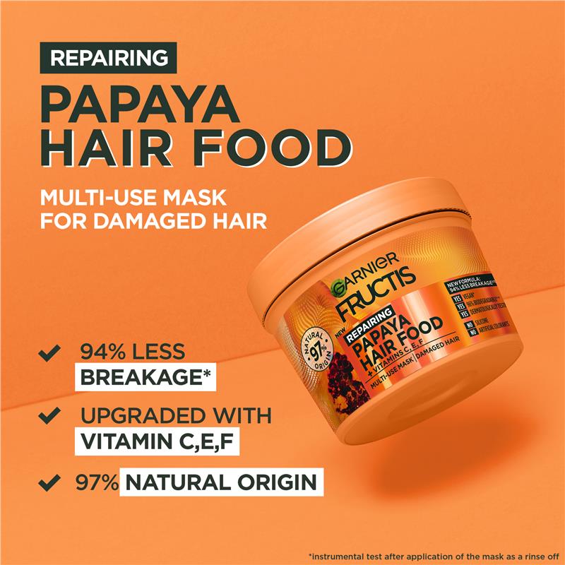 Garnier Fructis Hair Food Repairing Papaya 3-in-1 Mask Treatment for Damaged Hair 390ml - GimmeNow