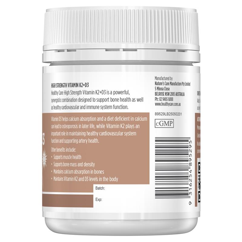 Healthy Care High Strength Vitamin K2 + D3 90 Capsules