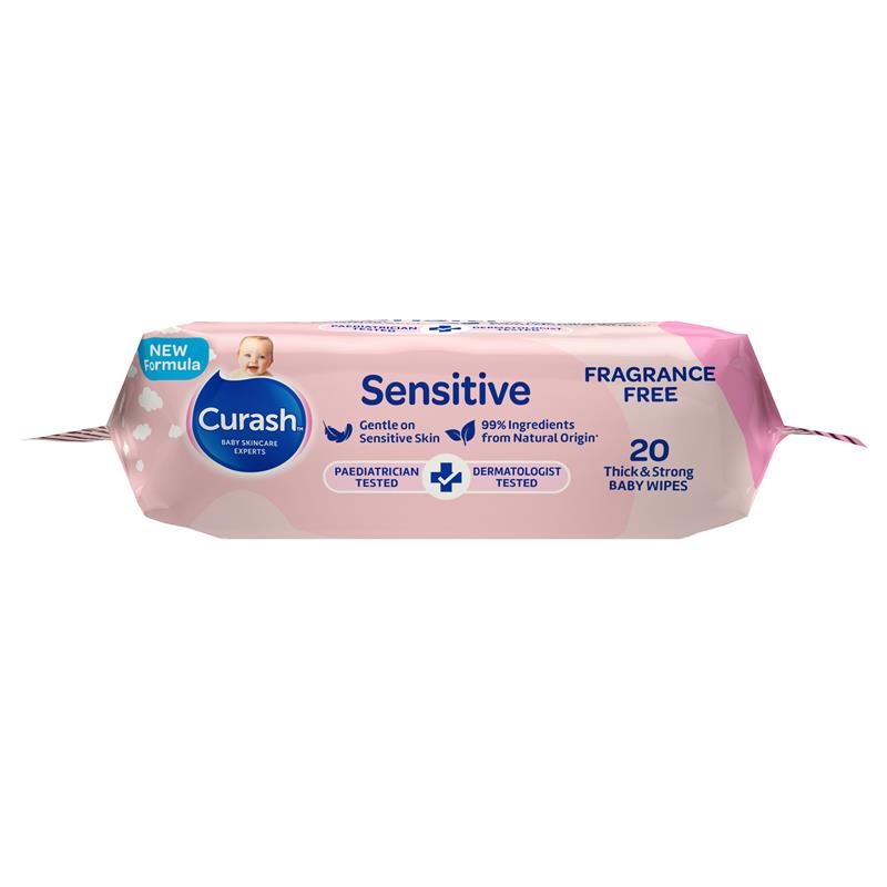 Curash Baby Sensitive Travel Wipes 20 Pack