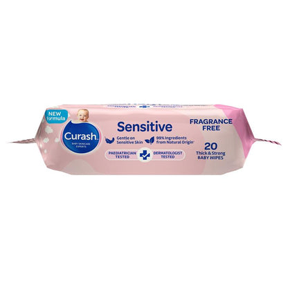Curash Baby Sensitive Travel Wipes 20 Pack