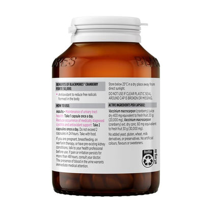 Blackmores Cranberry Forte 50000mg 90 Capsules NEW