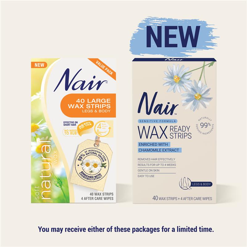 Nair Natural Wax Strips for Body & Legs 40 pack