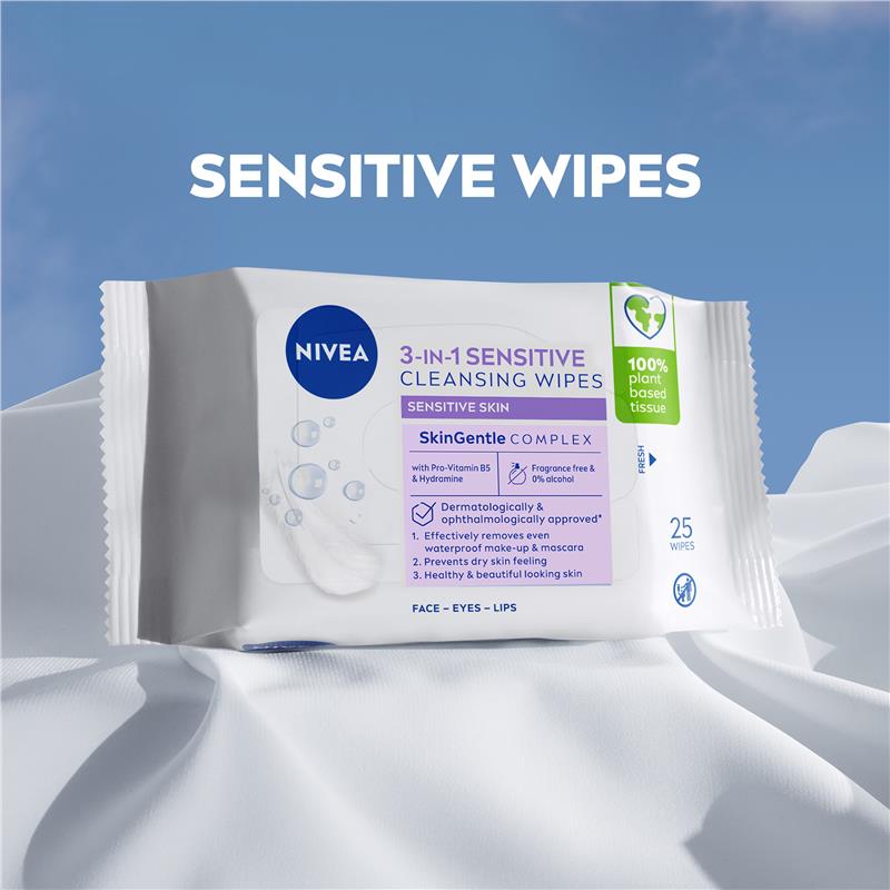 NIVEA Daily Essentials Biodegradable Fragrance Free Facial Cleansing Wipes 25pk
