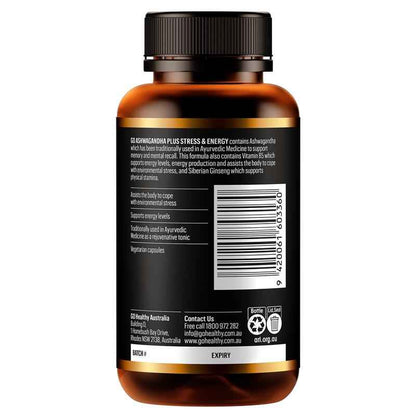 GO Healthy Ashwagandha Plus Stress & Energy 120 Hard Capsules Exclusive Size