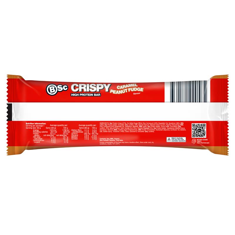 BSc Crispy Protein Bar Caramel Peanut Fudge 60g
