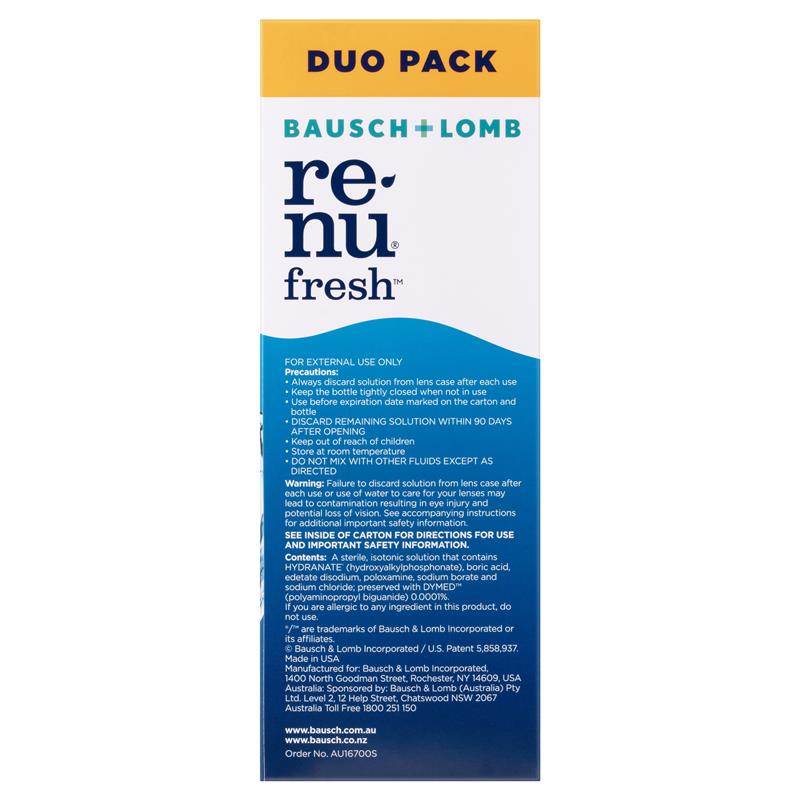 Bausch & Lomb Renu Fresh Multi-Purpose Duo Pack 355ml + 120ml - GimmeNow