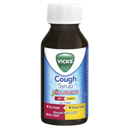 Vicks Cough Syrup Xtra Strong Dry + Chesty 200ml