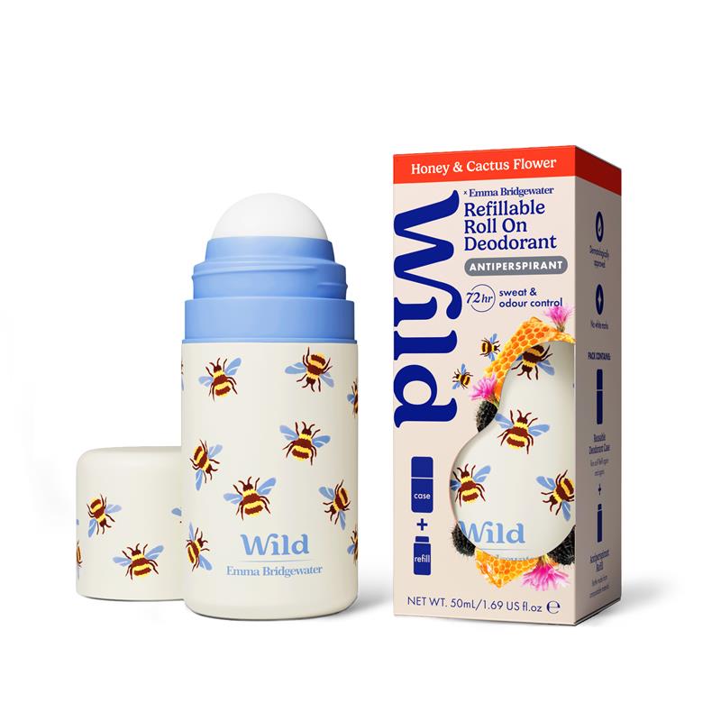 Wild Deodorant Antiperspirant Roll On Emma Bridgewater Bee Case Honey & Cactus Flower 50ml
