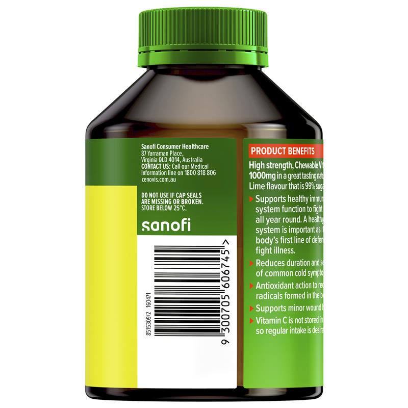 Cenovis Chewable Mega Vitamin C 1000mg Lemon Lime 120 Tablets