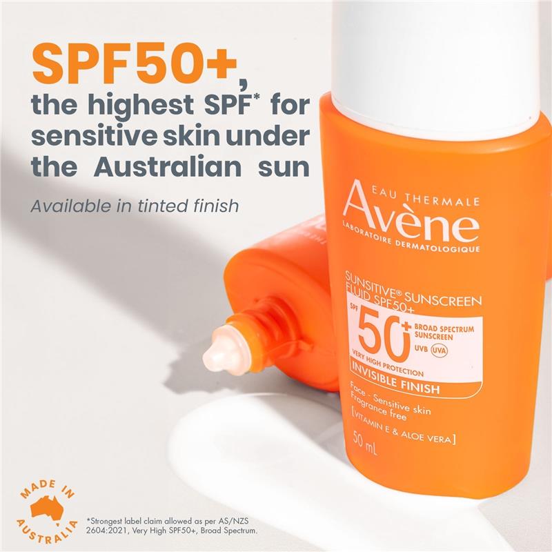 Avene Sunsitive Sunscreen Fluid SPF 50+ 50ml - GimmeNow