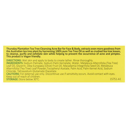 Thursday Plantation Tea Tree Cleansing Acne Bar for Face & Body 95g
