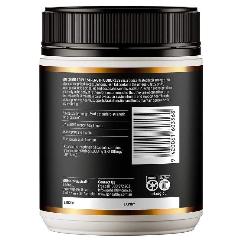 Go Healthy Fish Oil Triple Strength Odourless Softgel 150 Capsules Exclusive Size NEW