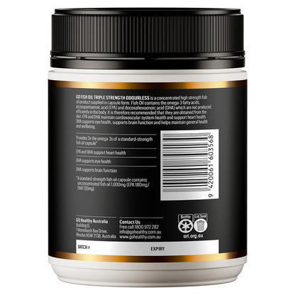 Go Healthy Fish Oil Triple Strength Odourless Softgel 150 Capsules Exclusive Size NEW