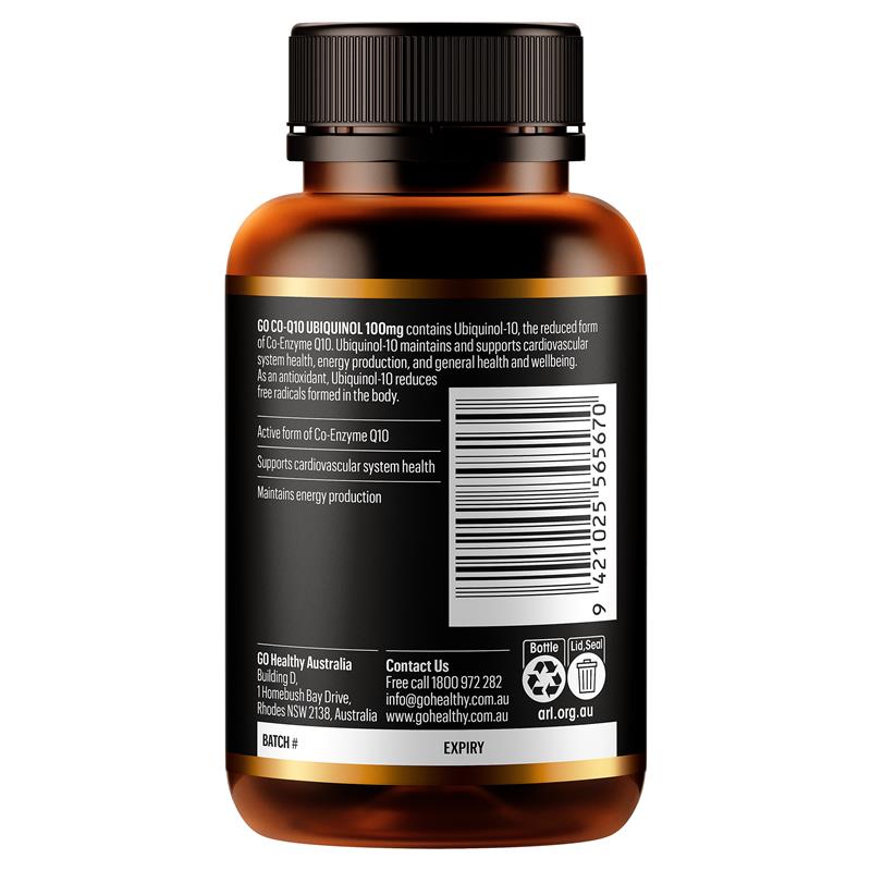 GO Healthy CoQ10 Ubiquinol 100mg 60 Capsules