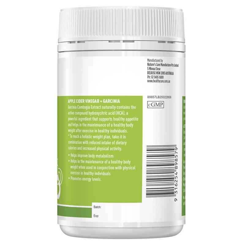 Apple Cider Vinegar & Garcinia Weight Support Capsules - 90 Count