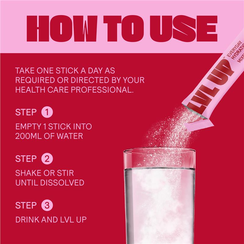 Lvl Up Everyday Hydration Sticks Mixed Berry 30 Pack