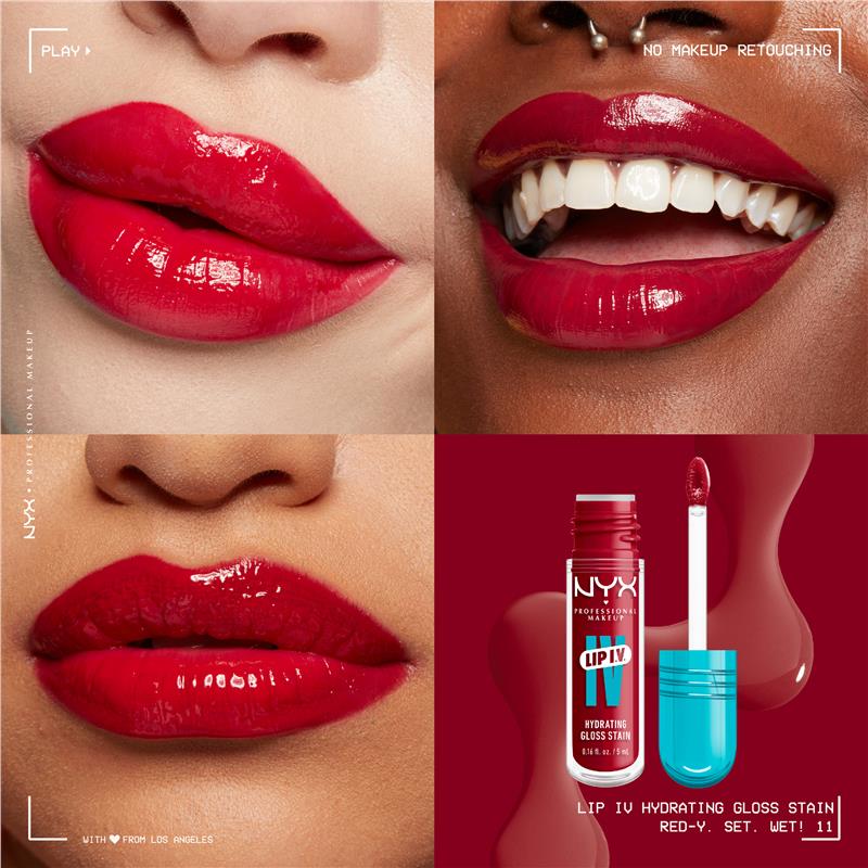 NYX Lip IV Hydrating Gloss Stain Red-y Set Wet