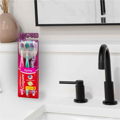 Colgate Zig Zag Deep Interdental Clean Toothbrush Flex Soft Value 3 Pack