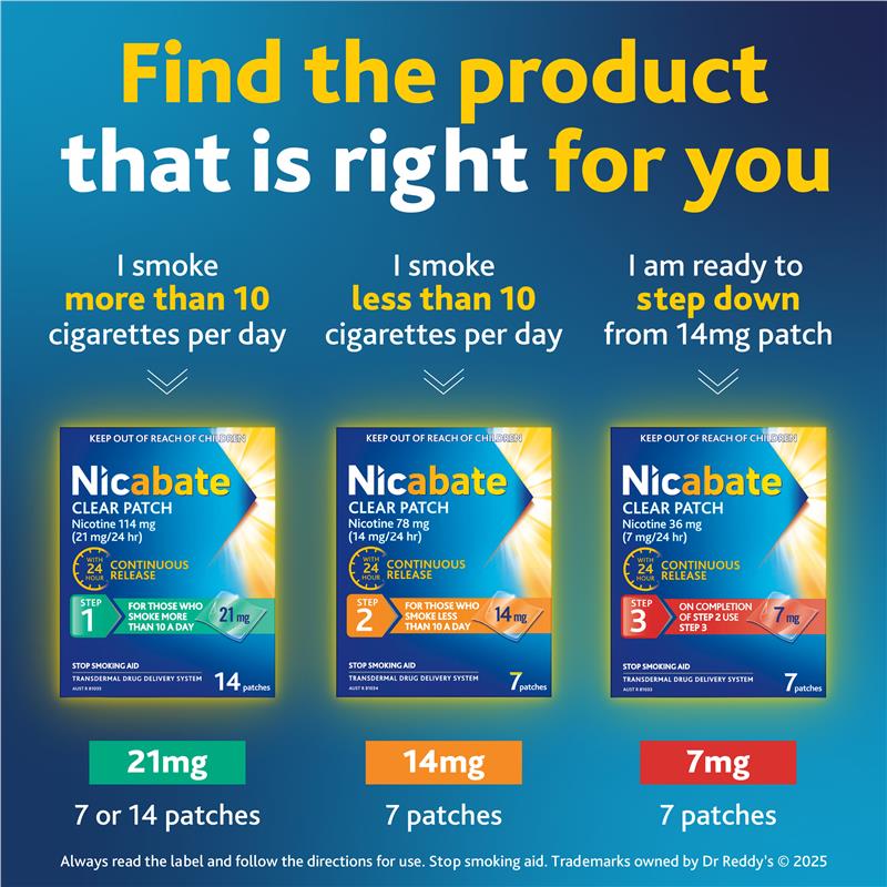 Nicabate Clear Patch Quit Smoking Step 3 7mg 7 Patches