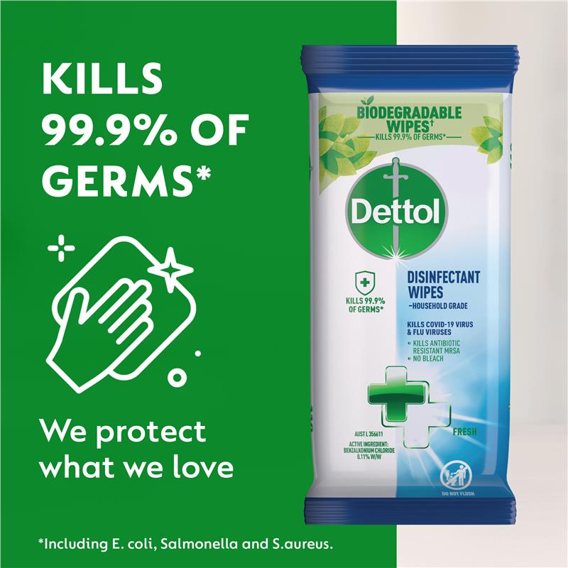 Dettol Antibacterial Disinfectant Surface Biodegradable Cleaning Wipes 110 Pack