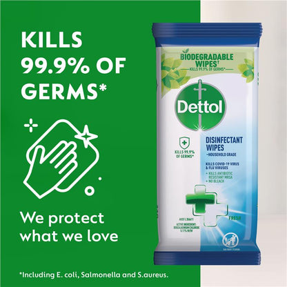 Dettol Antibacterial Disinfectant Surface Biodegradable Cleaning Wipes 110 Pack